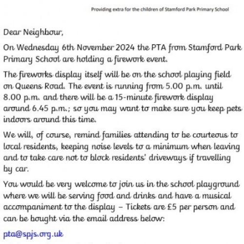 Fireworks event - Letter drop